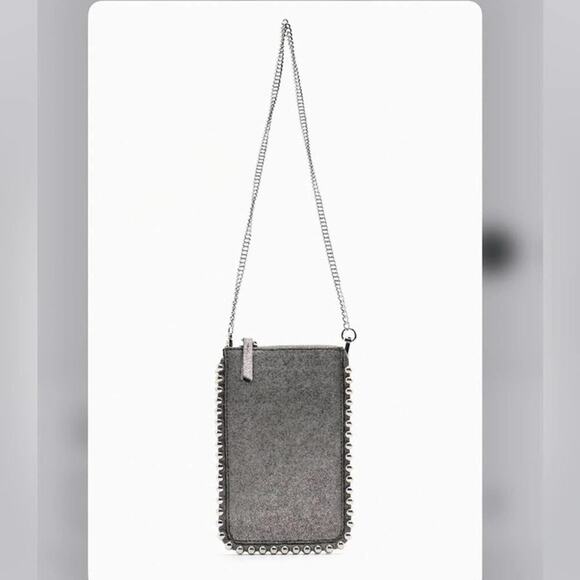 Zara GRAY STUDDED CELL PHONE BAG - Picture 2 of 10